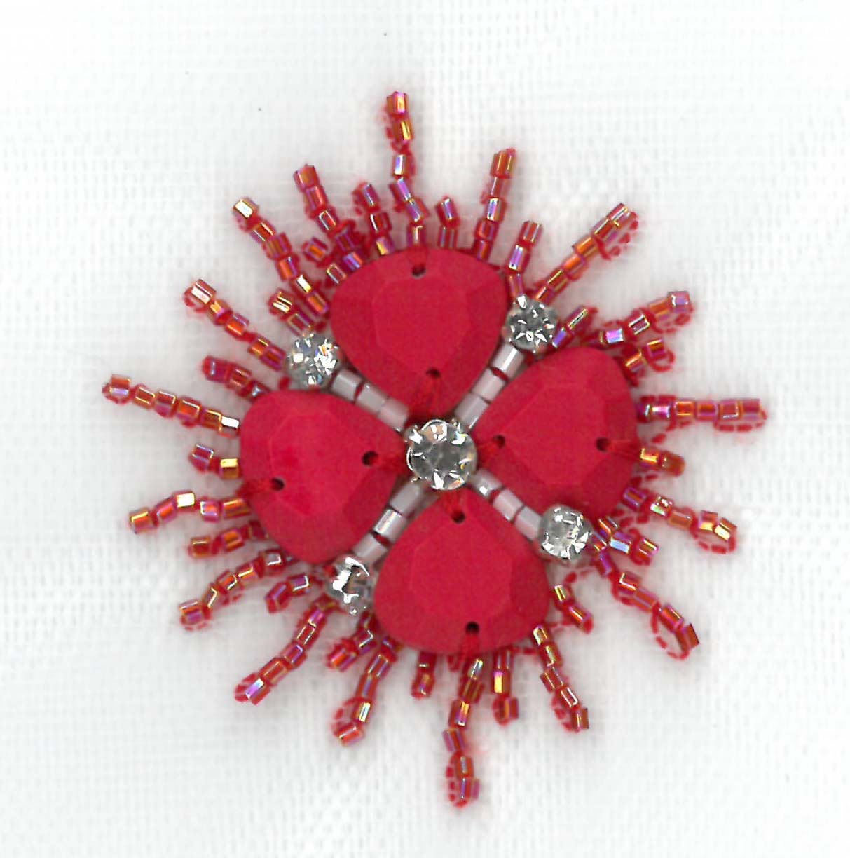 CRYSTAL BEADED MOTIF - RED